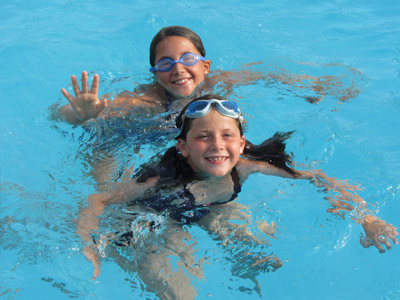 little girls swimming
